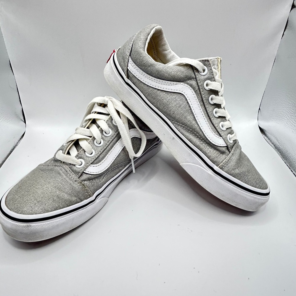Vans Old Skool Silver Metallic Glitter Low Top Sneakers Womens 7.5 Mens 6 751505
